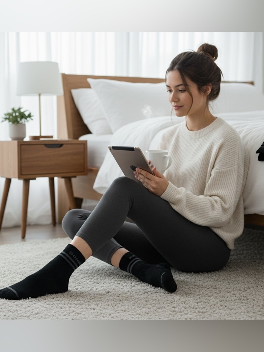 Bombas Performance Crew Socks XL Black Cushioned Athletic Socks - Picture 4 of 4